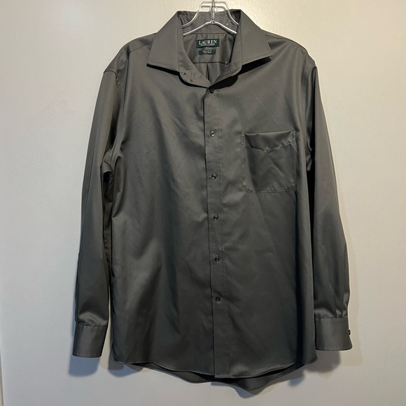 Lauren Ralph Lauren Gray Grey Button Down No Iron Shirt 32/33 L - Picture 1 of 5